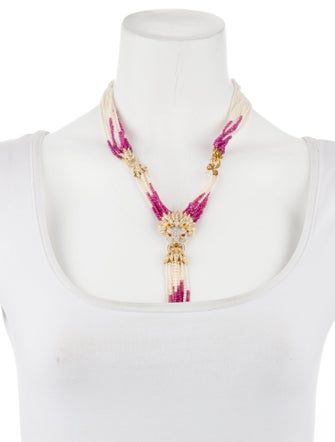 Necklace 18K Pearl, Sapphire & Diamond Multistrand Lavalier Necklace