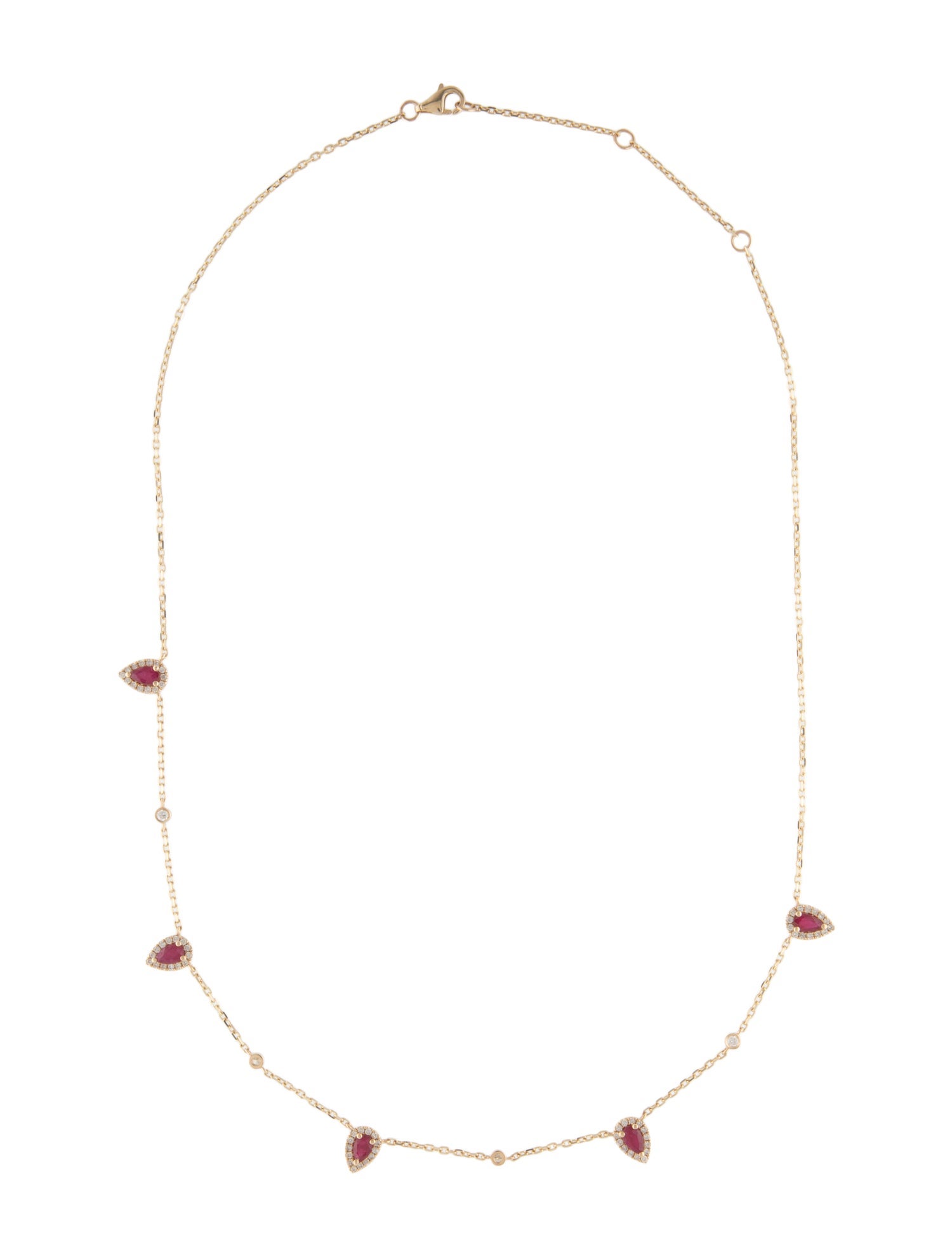 Necklace 14K 1.28ctw Ruby & Diamond Station