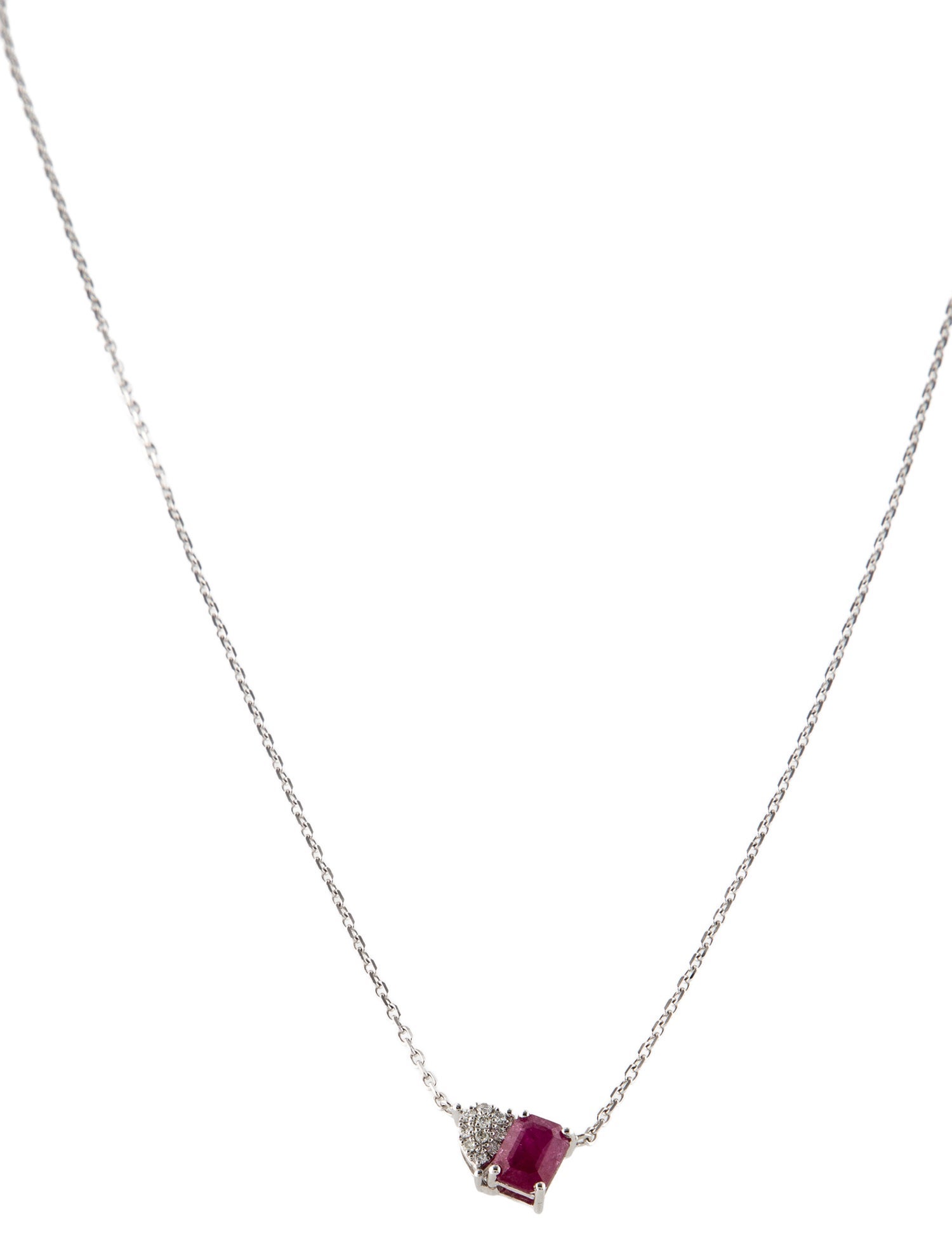 Necklace 14K 1.53ct Ruby & Diamond Pendant Necklace