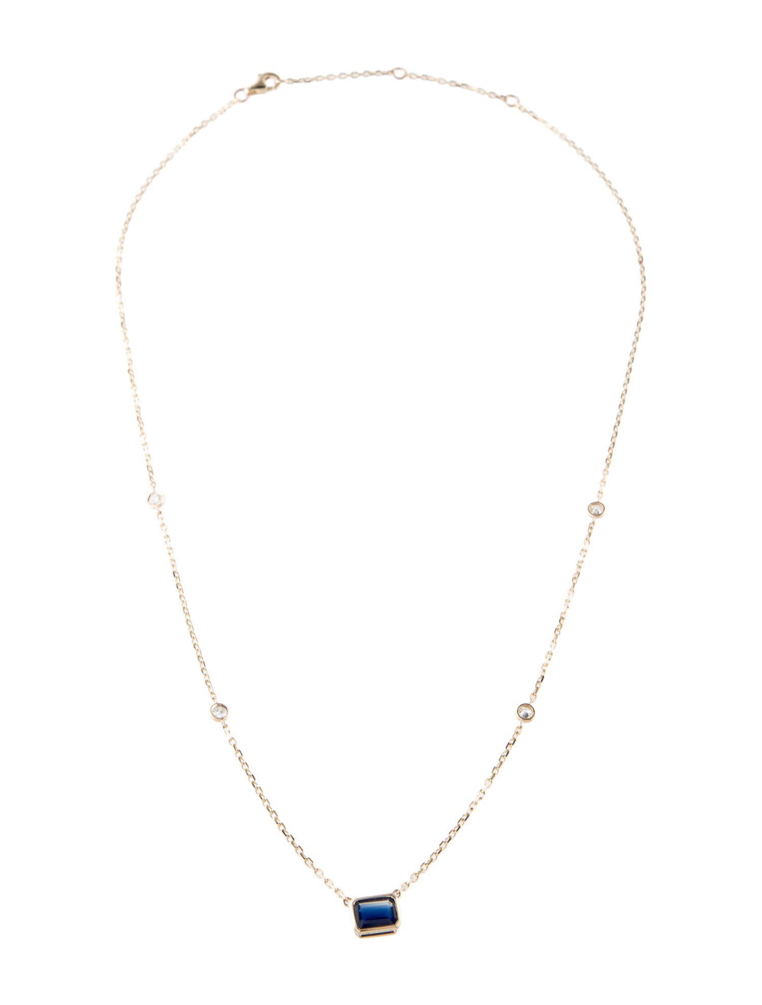 Necklace 14K Sapphire & Diamond Pendant Necklace