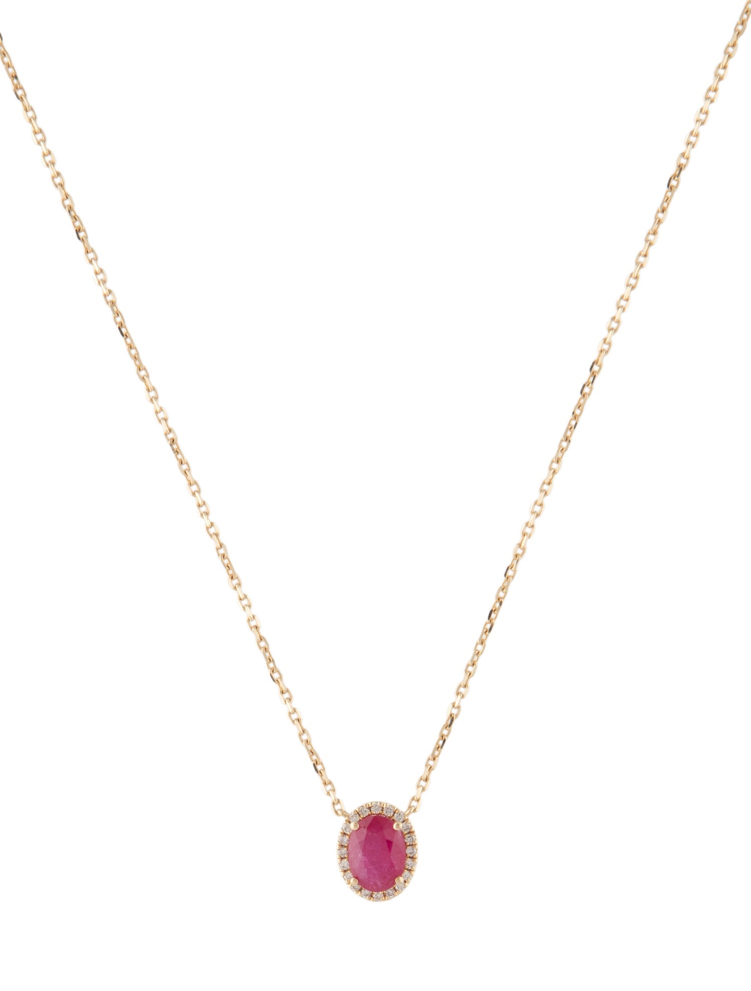 Necklace 14K 1.74ct Ruby & Diamond Pendant Necklace