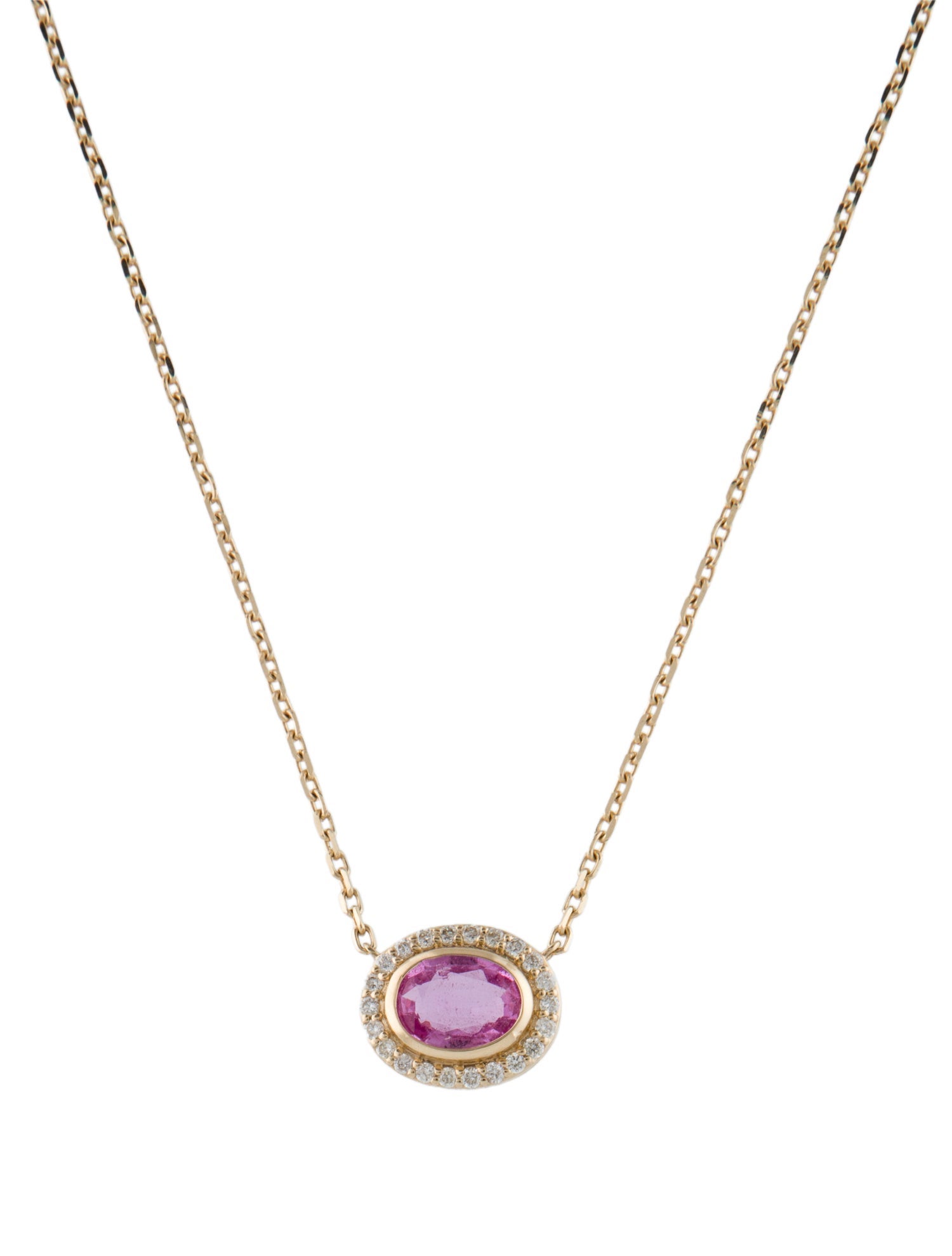 Necklace 14K 1.30ct Pink Sapphire & Diamond Pendant Necklace