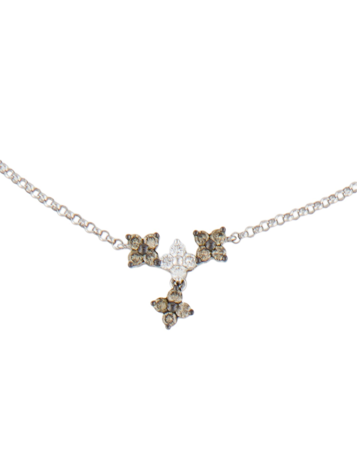 Necklace 18K Diamond Cluster Pendant Necklace