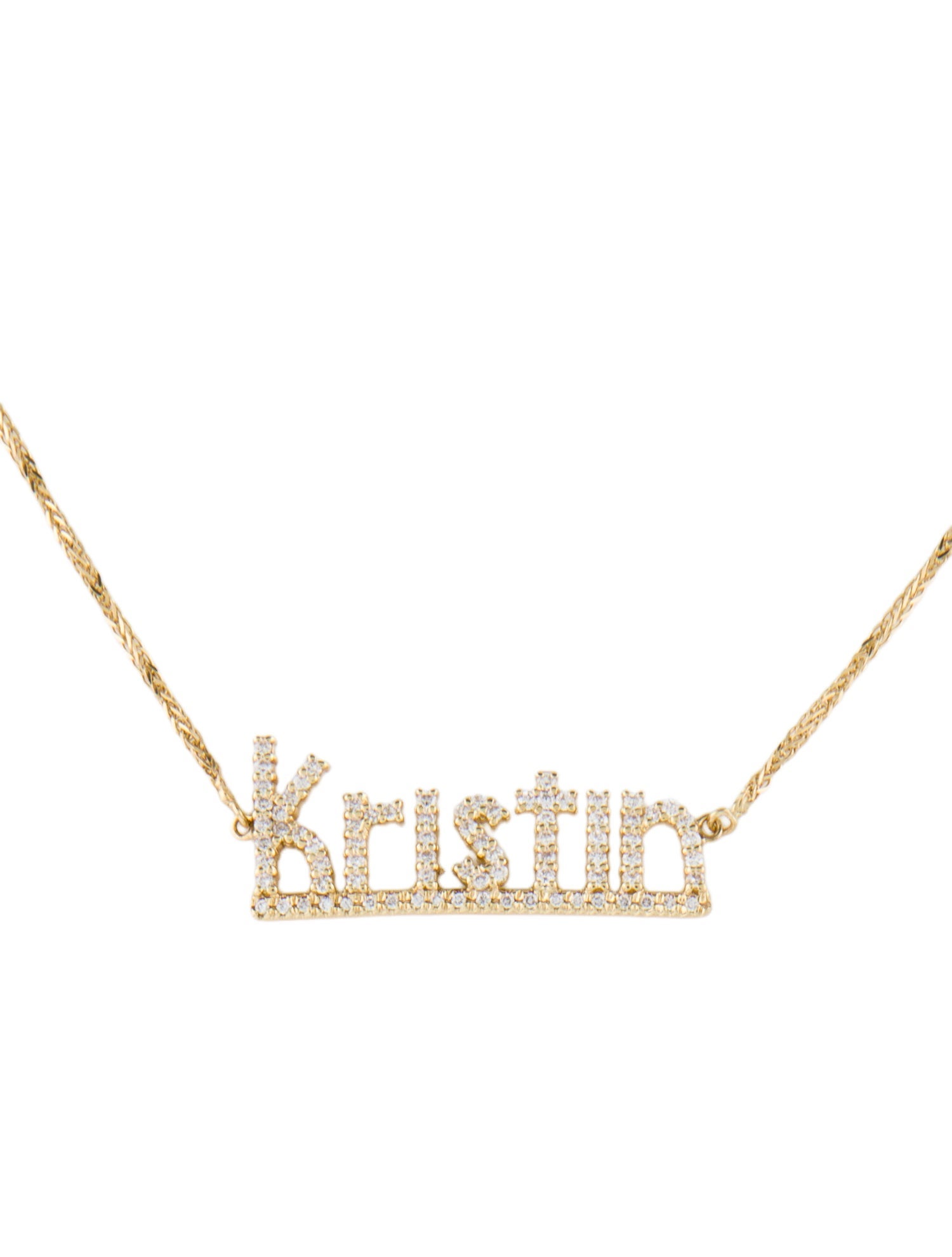 Necklace 14K Diamond 'Kristin' Nameplate Necklace