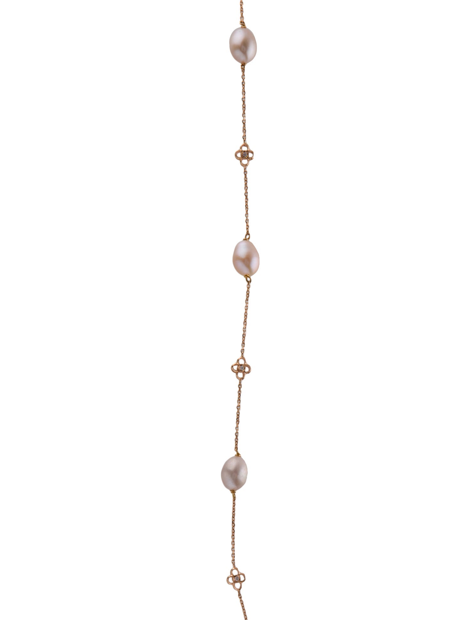 Necklace 14K Pearl & Diamond Station Necklace