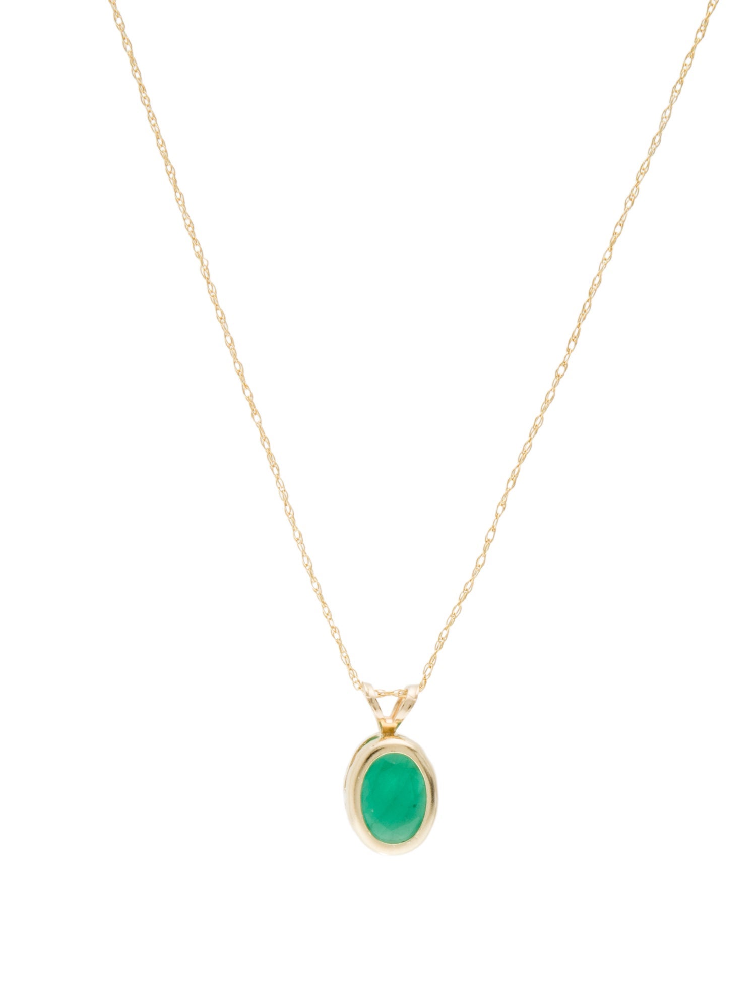 Necklace 14K 1.05ct Emerald Pendant Necklace