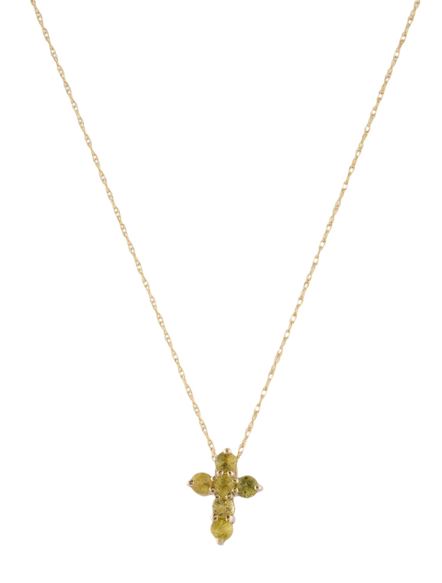 Necklace 14K Yellow Sapphire Cross Pendant Necklace