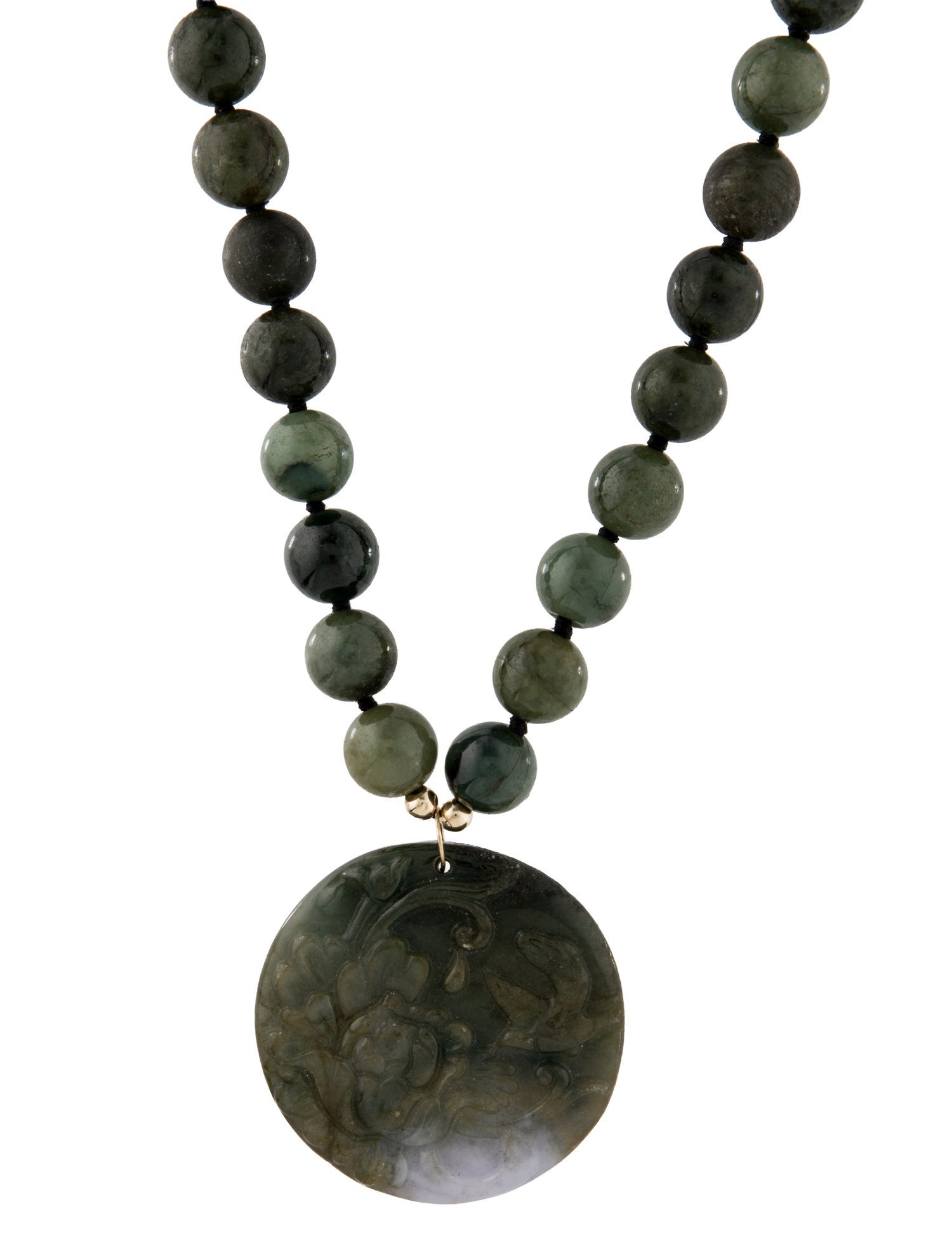 Necklace 14K Dyed-Jade Beaded Pendant Necklace