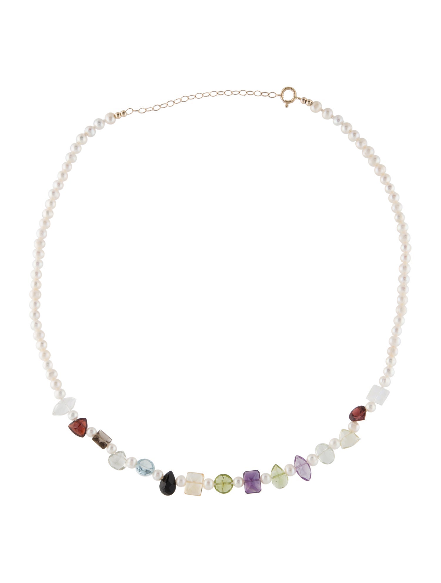 Necklace 14K Pearl & Multi-Gemstone Chain Necklace