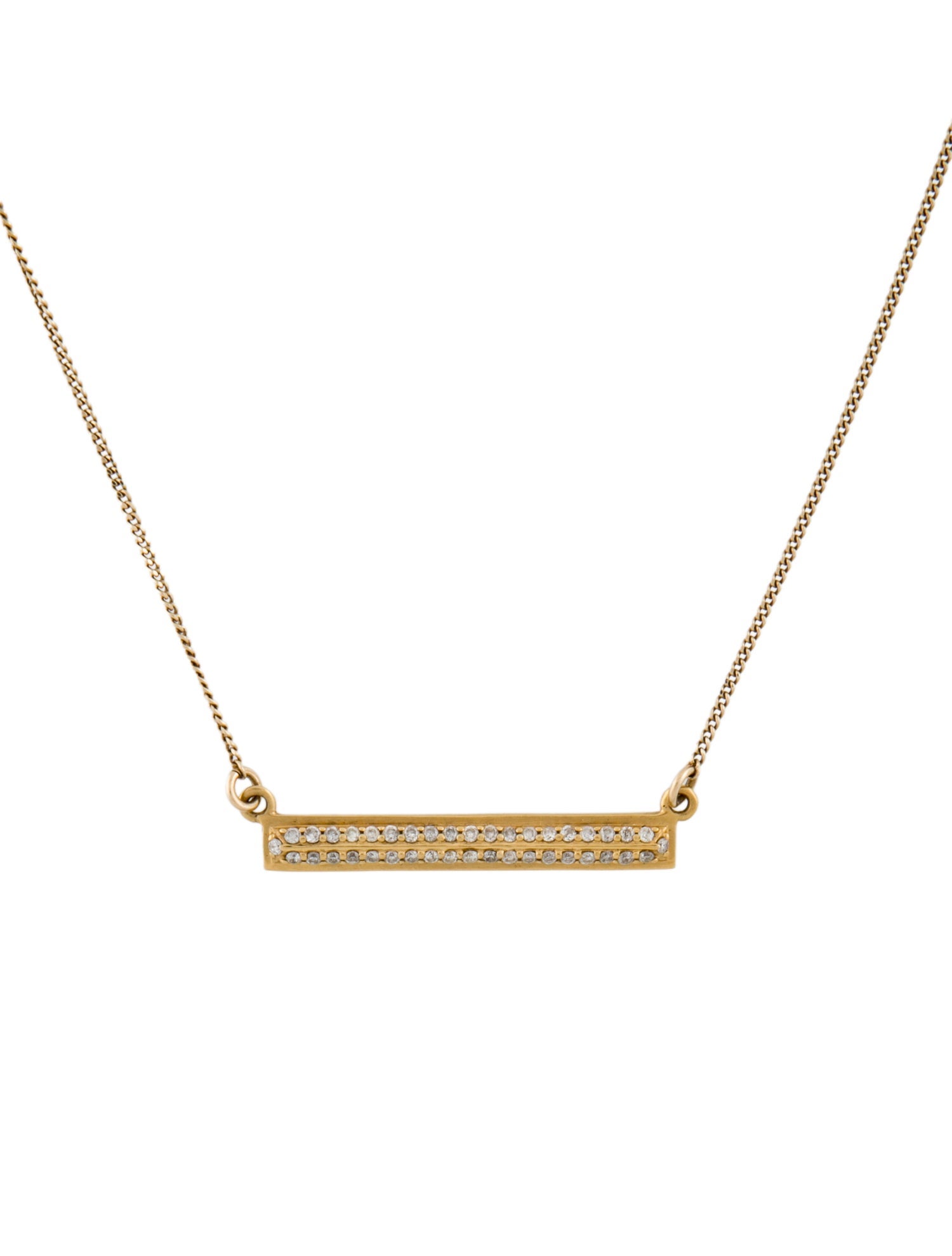 Necklace 14K Diamond Bar Pendant w/ 10K Chain Necklace