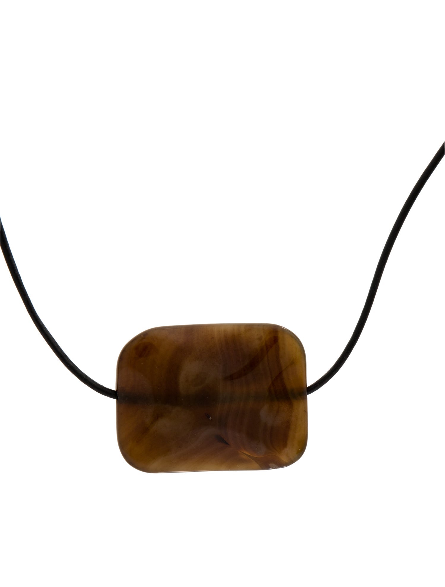 Necklace 14K Agate & Leather Cord Pendant Necklace