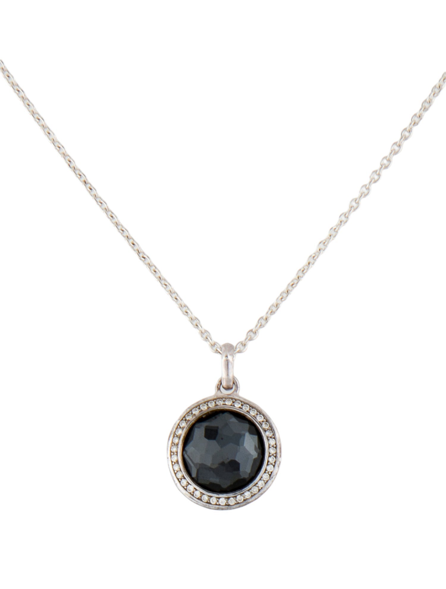 Necklace Quartz, Hematine & Diamond Mini Pendant Necklace