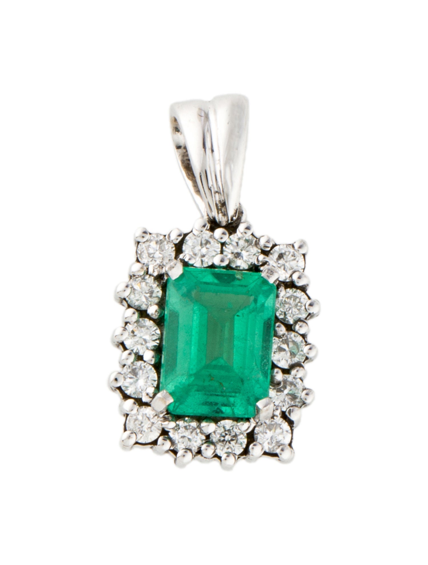 Necklace 18K Emerald & Diamond Pendant
