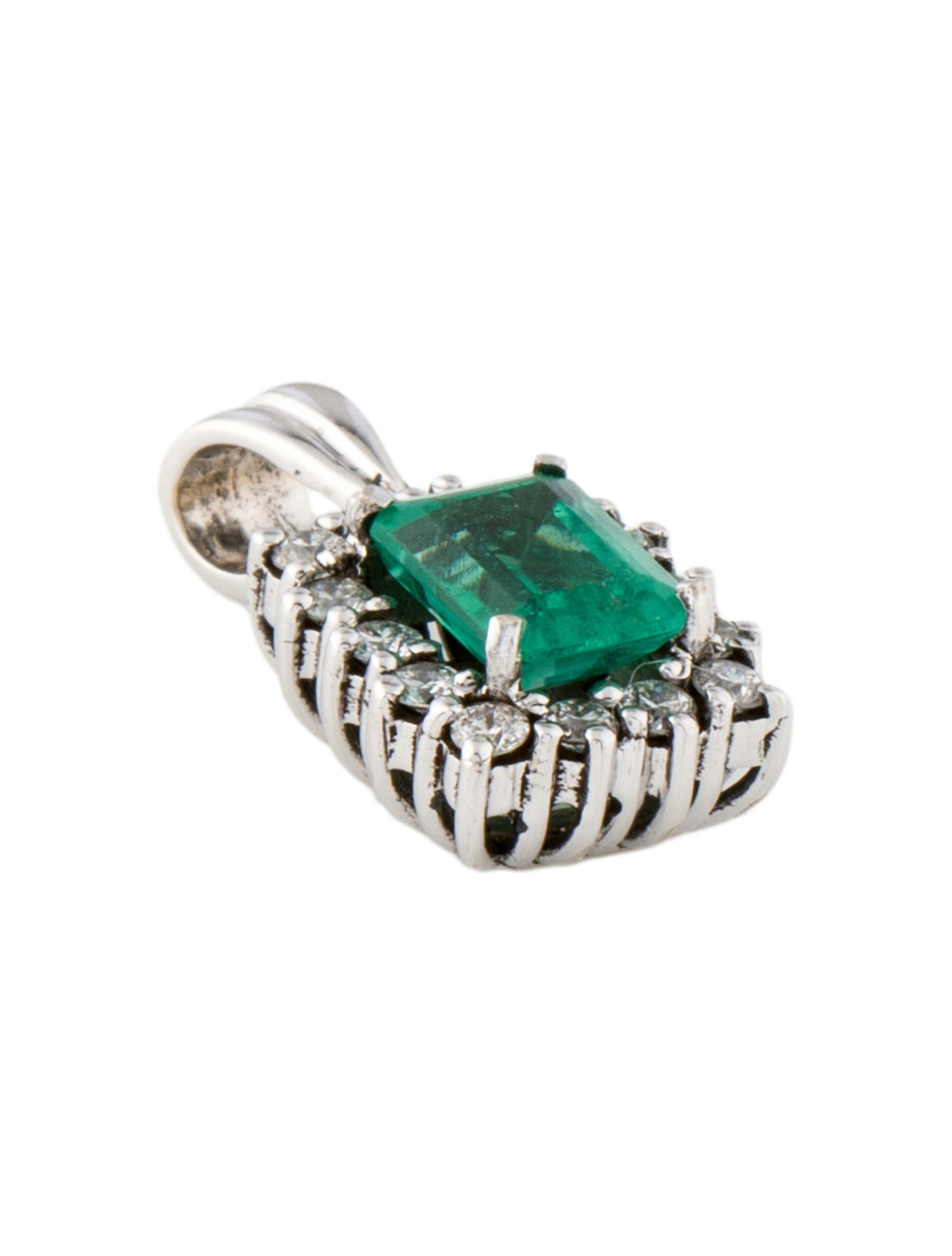 Necklace 18K Emerald & Diamond Pendant