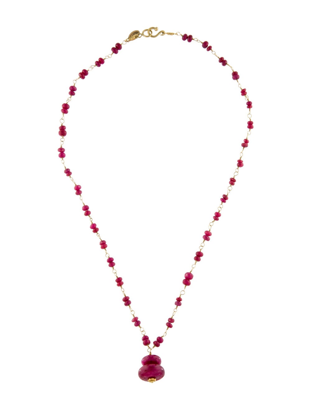 Necklace 18K Yellow Gold Featuring Ruby Bead - image 3