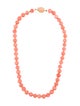 Necklace 18K Coral Beaded Strand
