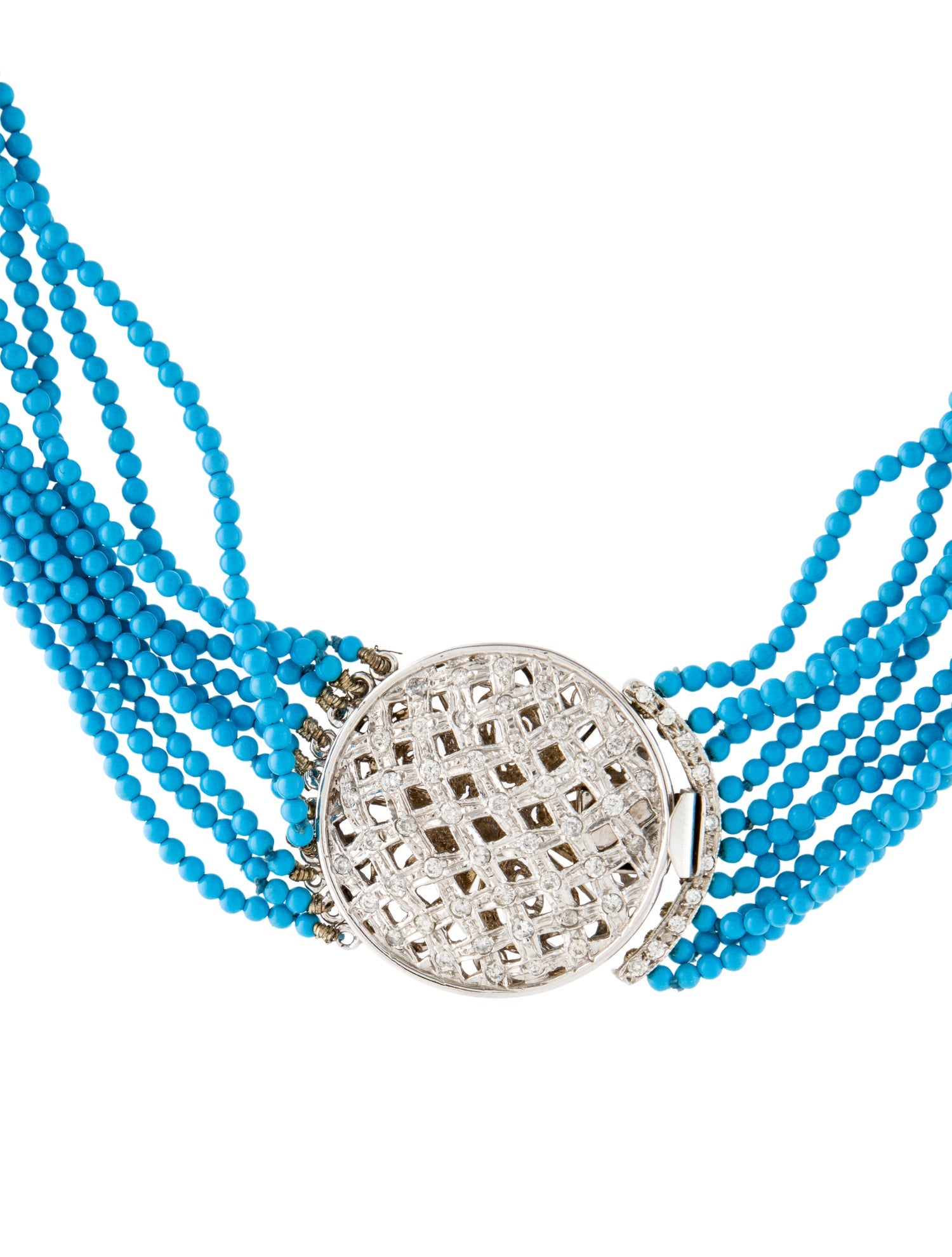 Necklace Ceramic & Diamond Multistrand Collar