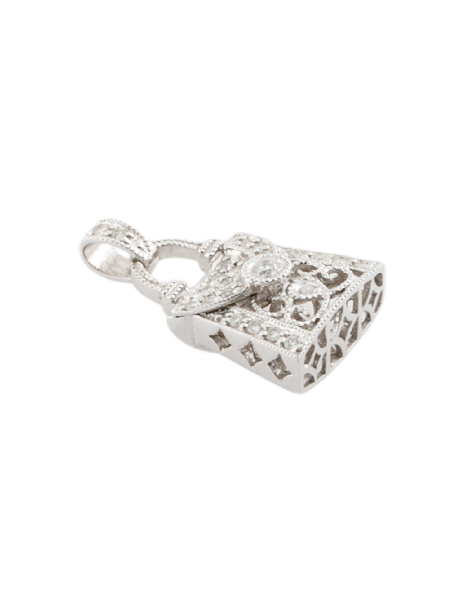 Necklace 14K Diamond Purse Charm Pendant