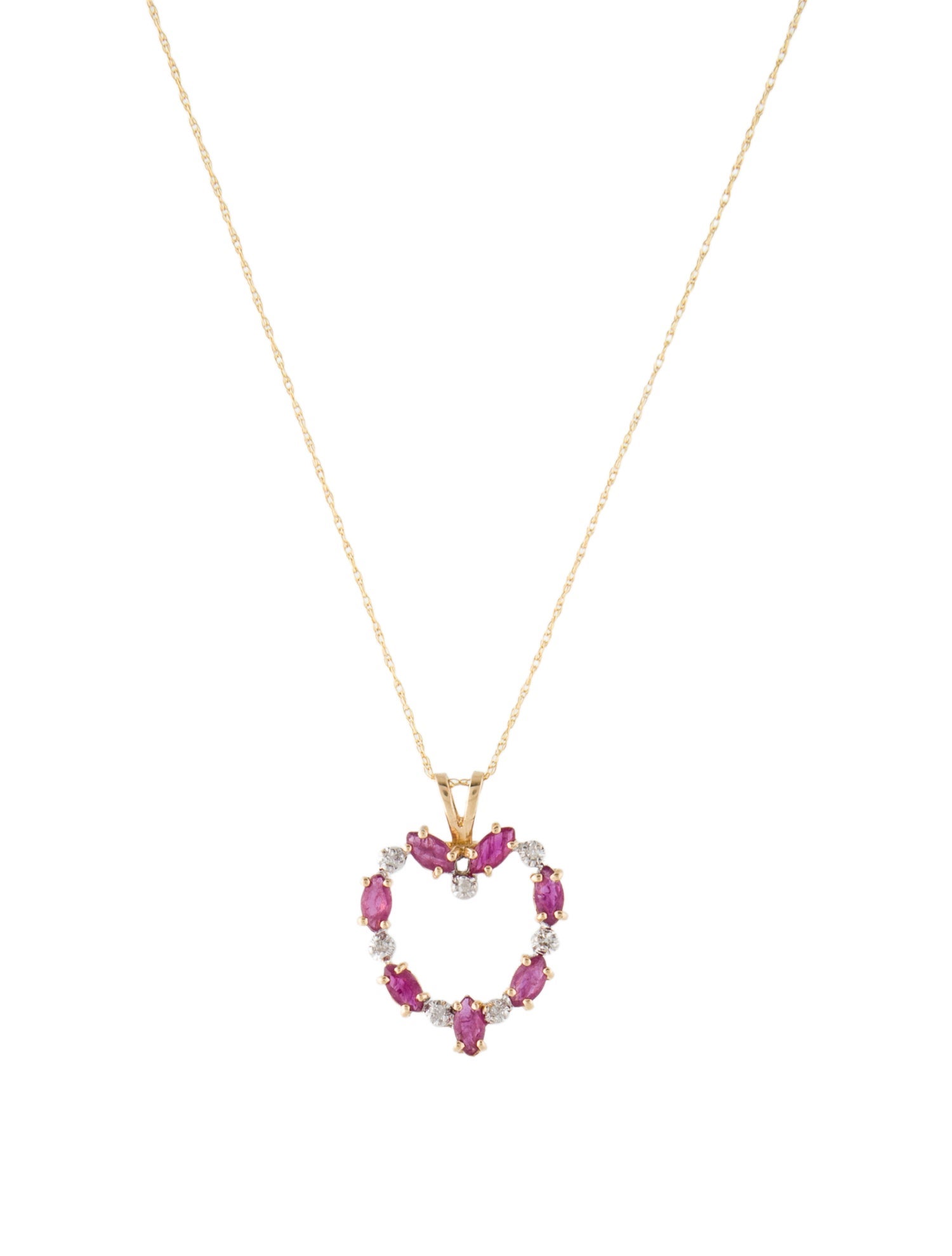 Necklace 14K Ruby & Diamond Heart Pendant