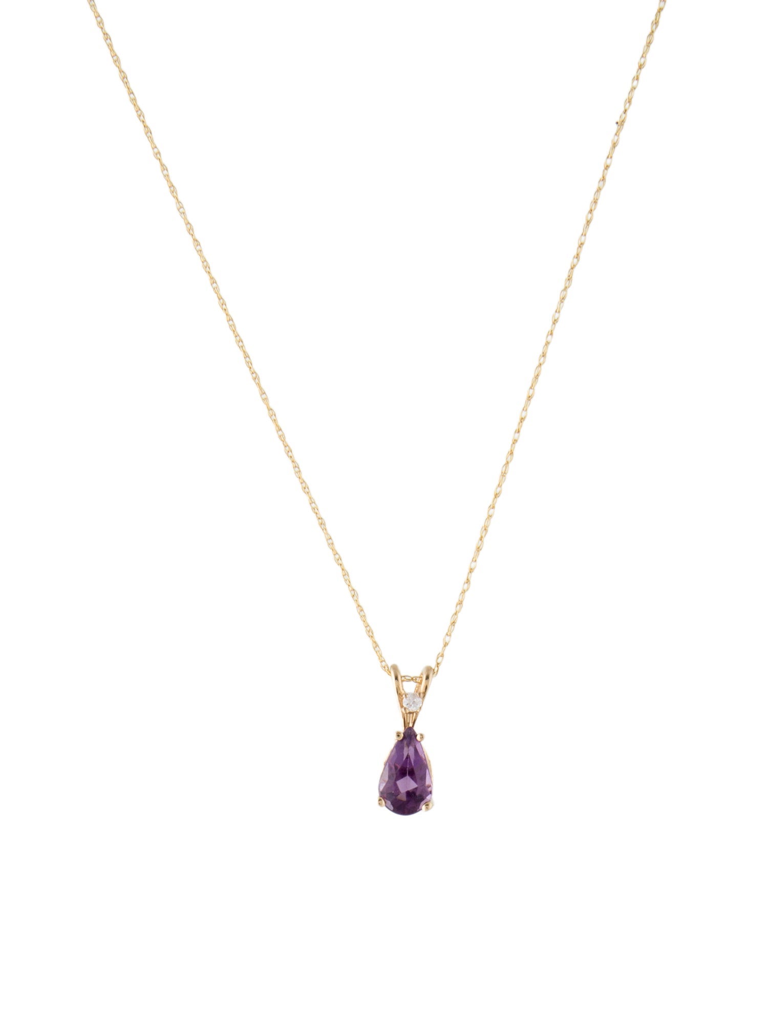 Necklace 14K Amethyst & Diamond Pendant Necklace