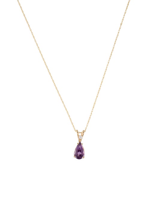 Necklace 14K Amethyst & Diamond Pendant Necklace
