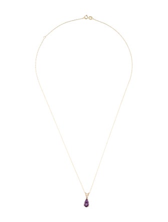 Necklace 14K Amethyst & Diamond Pendant Necklace