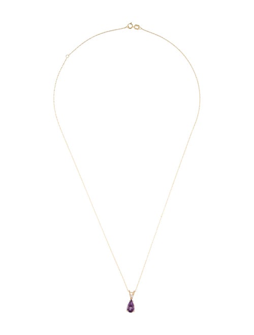 Necklace 14K Amethyst & Diamond Pendant Necklace
