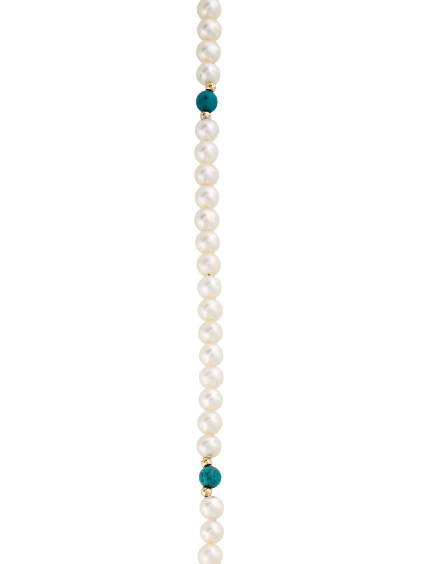 Necklace 14K Pearl & Turquoise Bead Strand Necklace