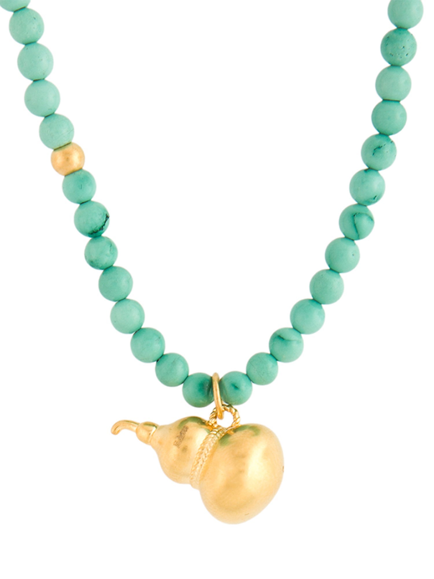 Necklace 24K Dyed Magnesite Hulu Charm Bead Strand Necklace