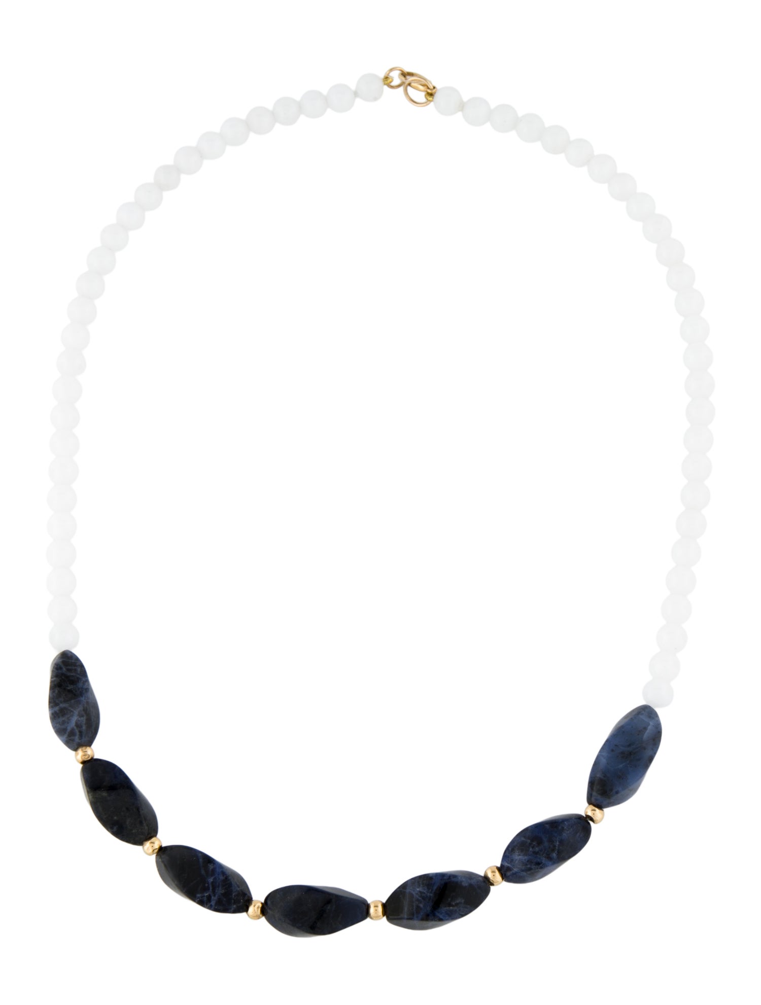 Necklace 18K Sodalite & Quartzite Bead Strand
