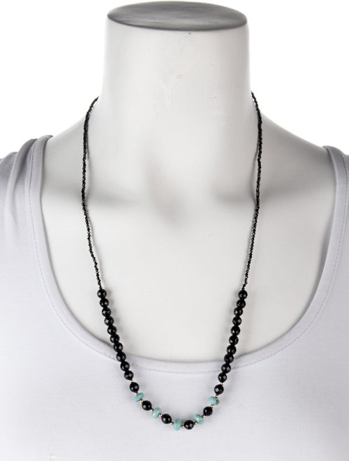 Necklace 14K Spinel, Onyx, & Turquoise Beaded Strand
