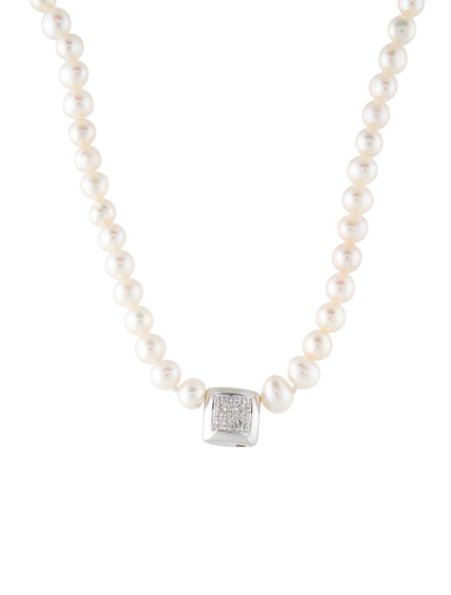 Necklace 14K Pearl & Diamond Bead Pendant