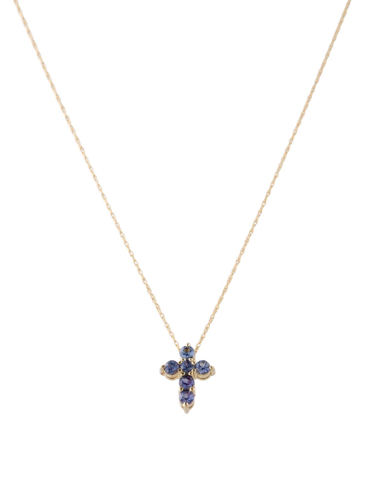 Necklace 14K Sapphire Cross Pendant Necklace