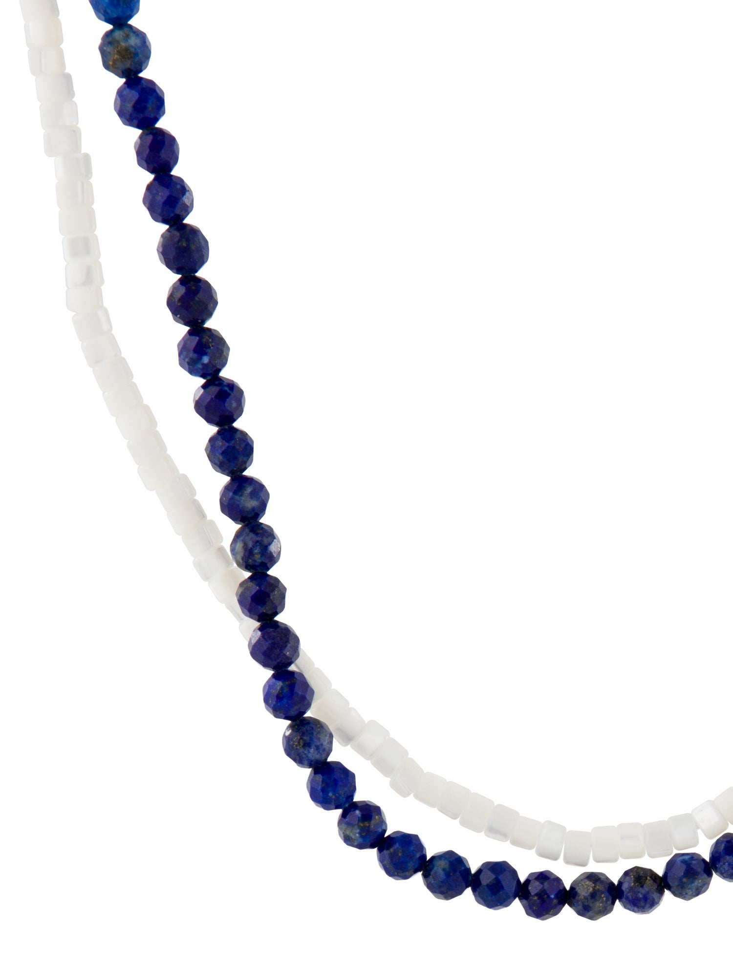 Necklace 14K Lapis Lazuli & Mother of Pearl Double Strand Bead