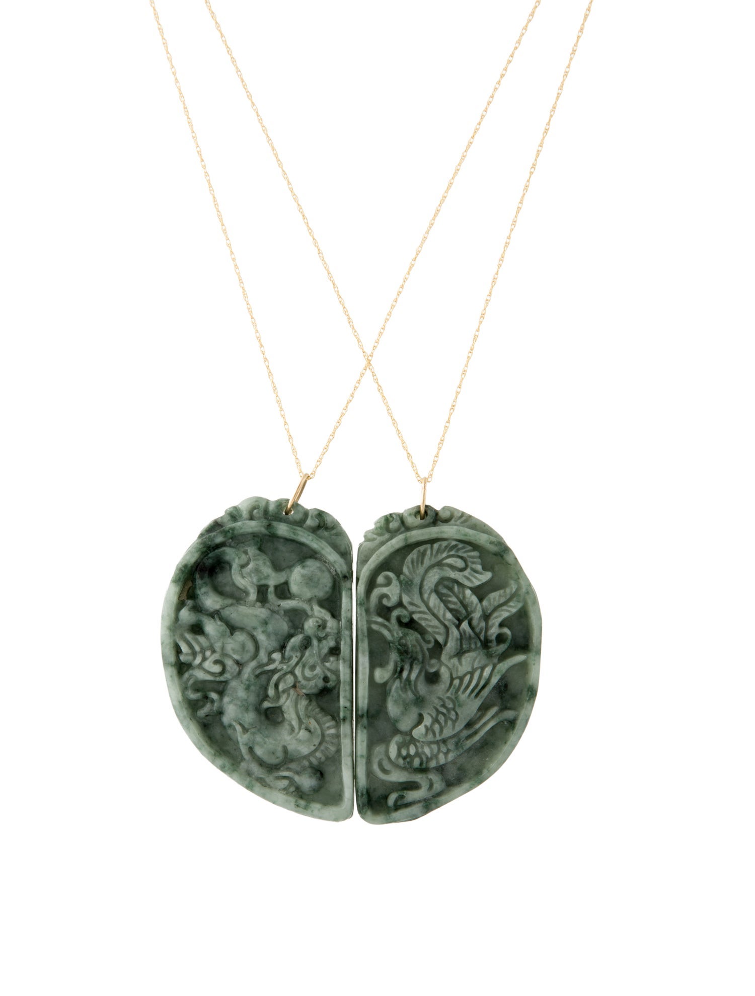 Necklace 14K Jadeite Friendship Set Dragon Motif s