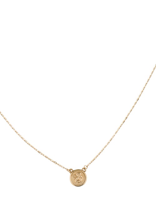 Necklace 14K Mini Cherub Medallion Pendant Necklace