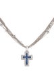 Necklace 18K 1.40ctw Sapphire & Diamond Cross Pendant Necklace