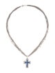 Necklace 18K 1.40ctw Sapphire & Diamond Cross Pendant Necklace