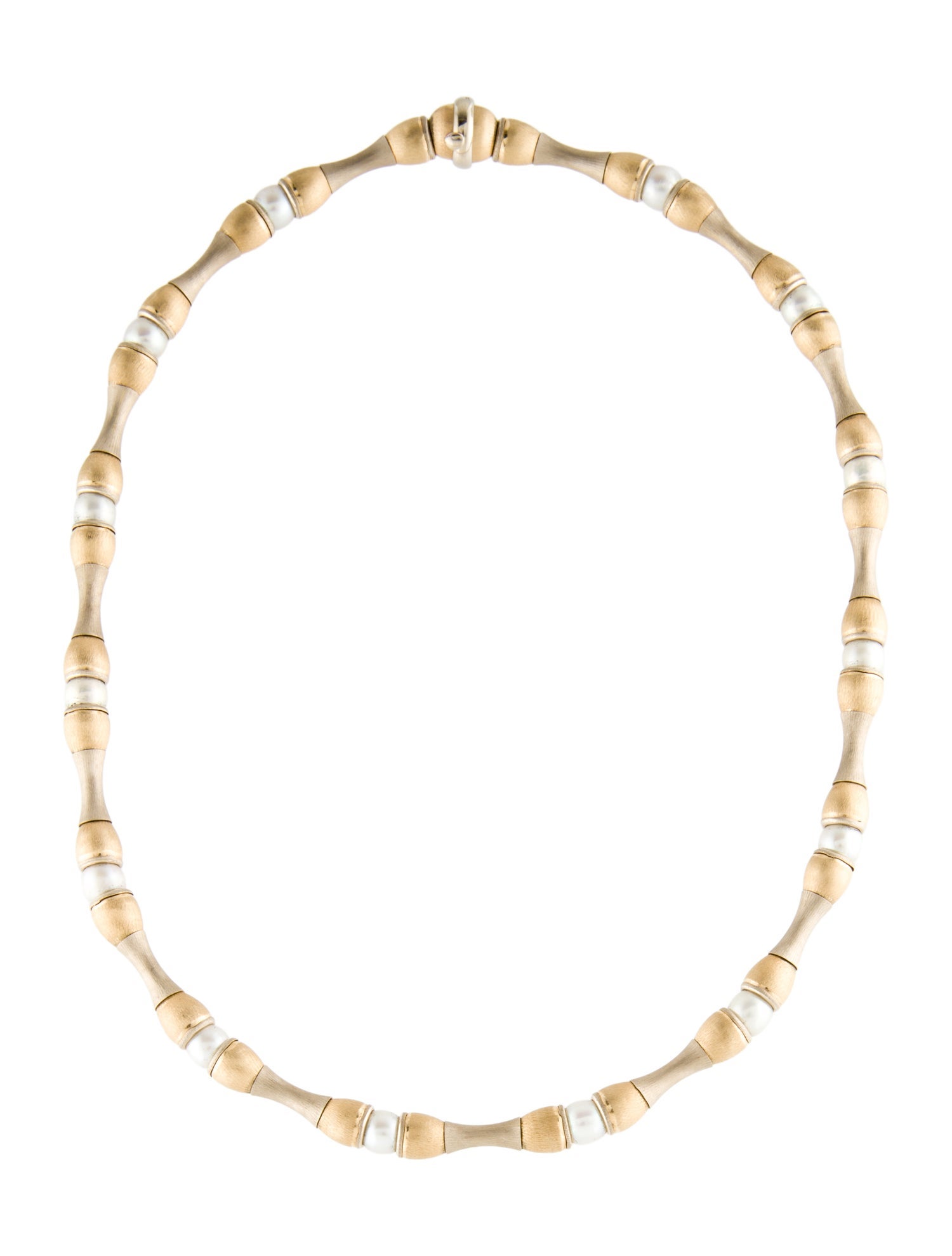 Necklace Pearl Two-Tone Collar Station Necklace