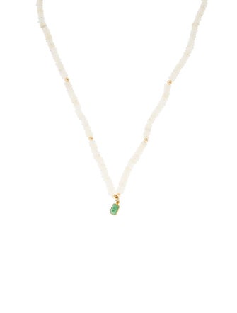 Necklace 14K Emerald & Opal Beaded Pendant Necklace