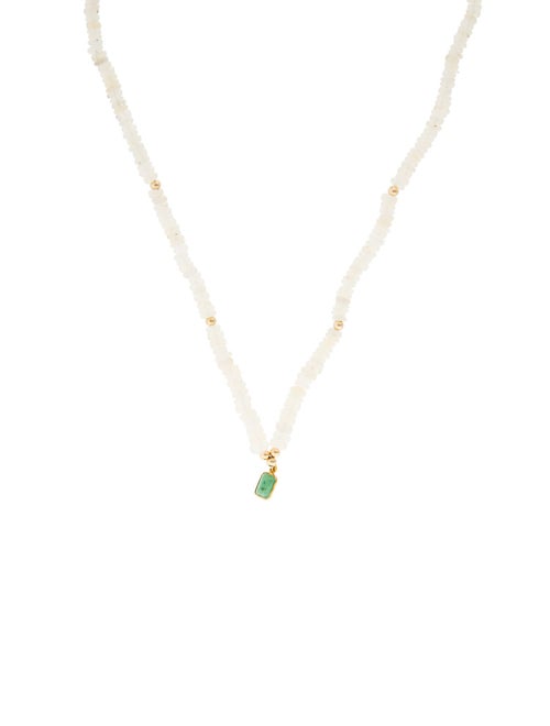Necklace 14K Emerald & Opal Beaded Pendant Necklace