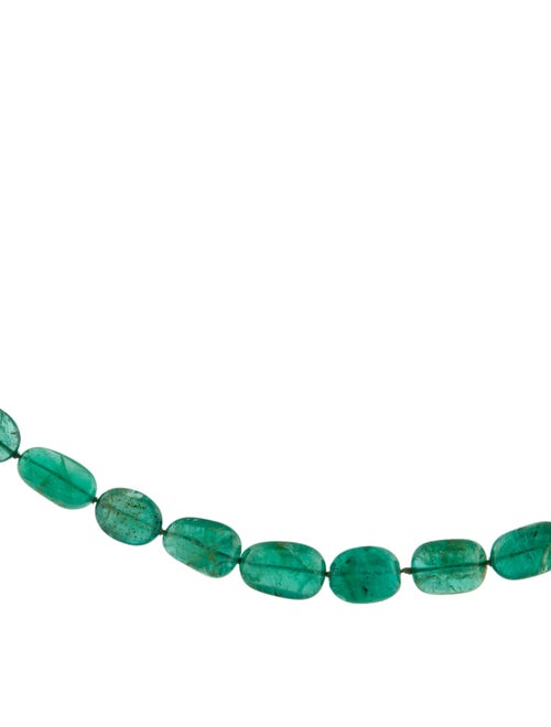 Necklace 18K Garnet Accented Emerald Bead Strand Necklace