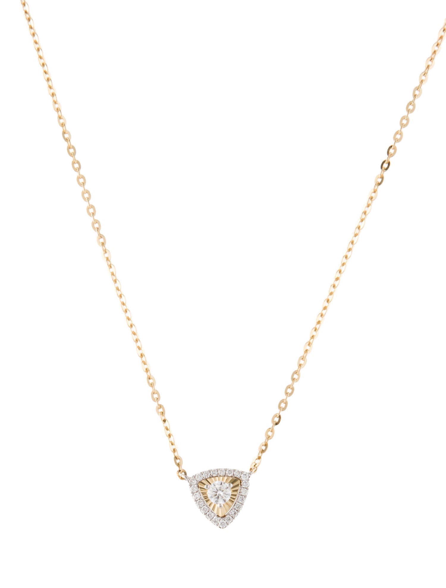 Necklace 14K Diamond Triangular Pendant Necklace