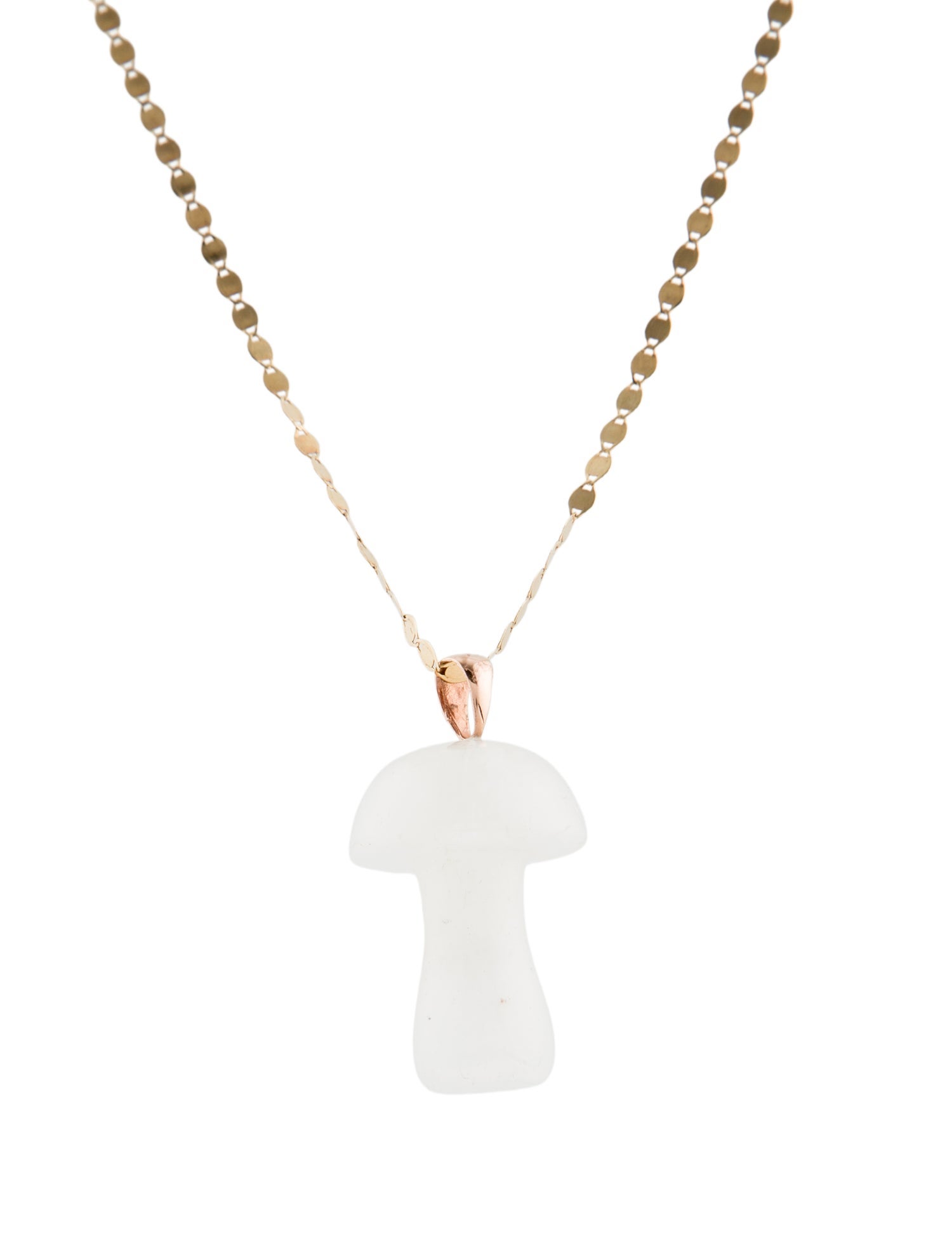 Necklace 14K Diamond & Quartz Mushroom Pendant Necklace