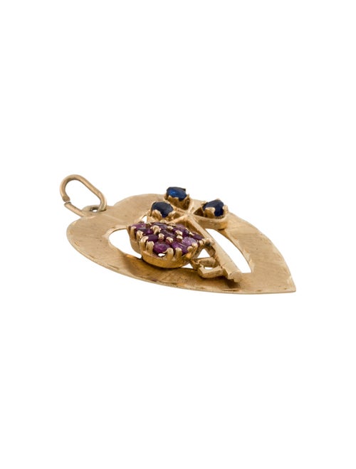 Necklace 14K Sapphire Heart & Key Pendant