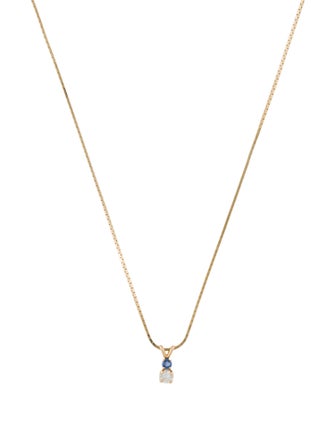 Necklace 14K Diamond & Sapphire Pendant Necklace