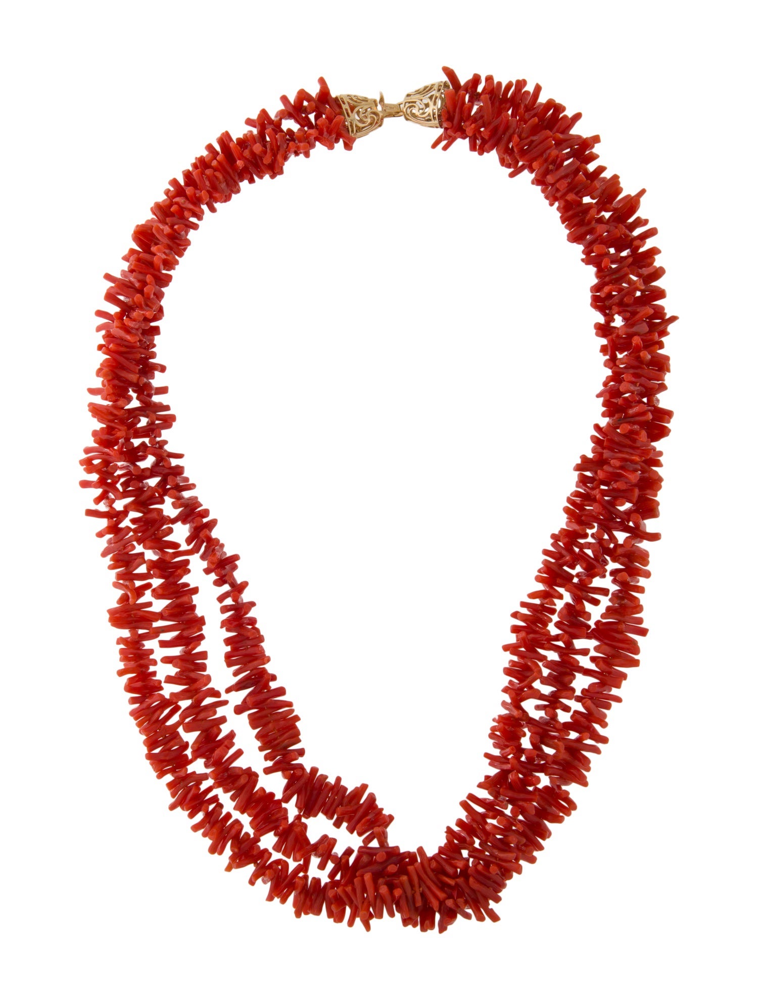 Necklace 14K Coral Multistrand Choker
