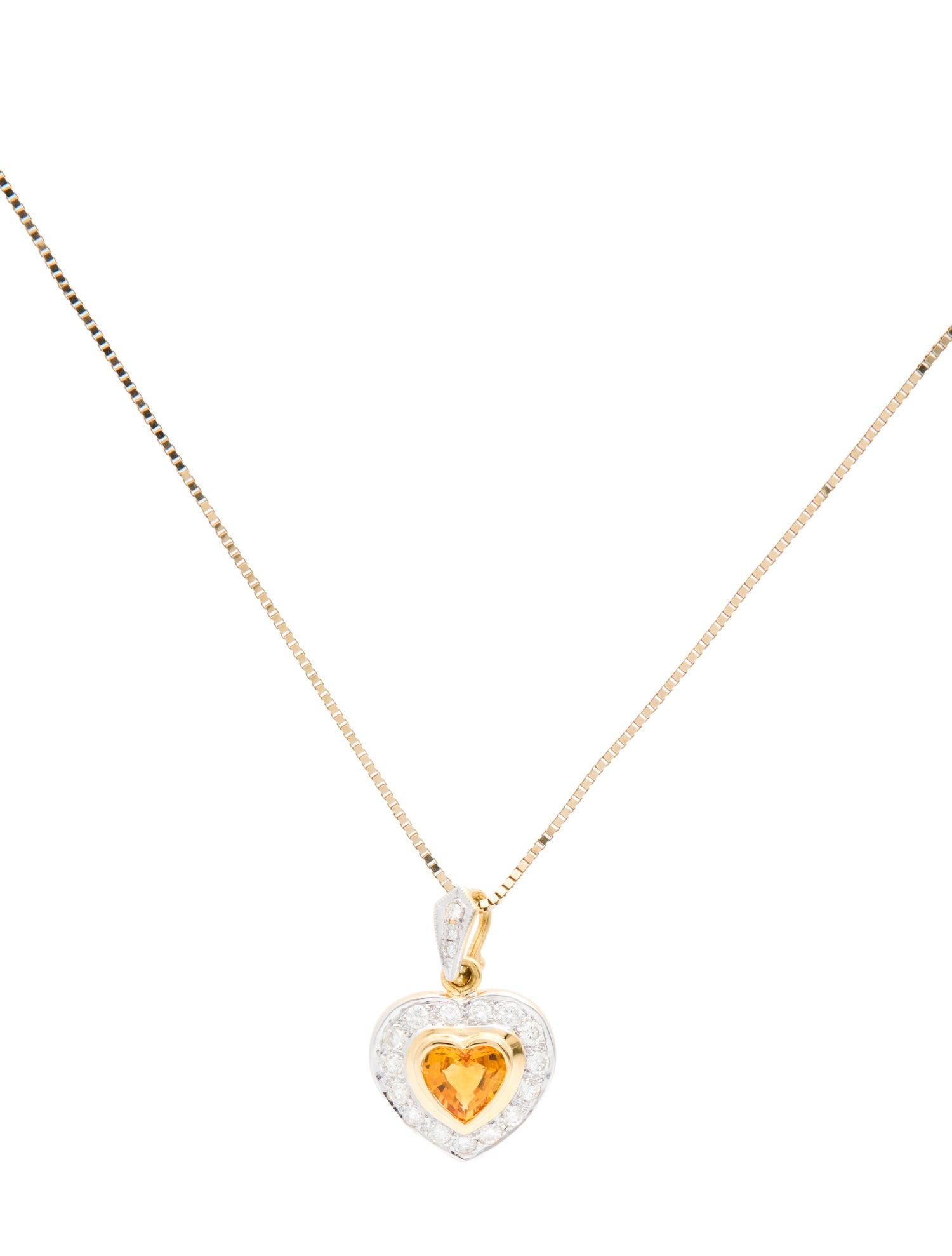 Necklace 1.29ct Sapphire & Diamond Heart Pendant Necklace