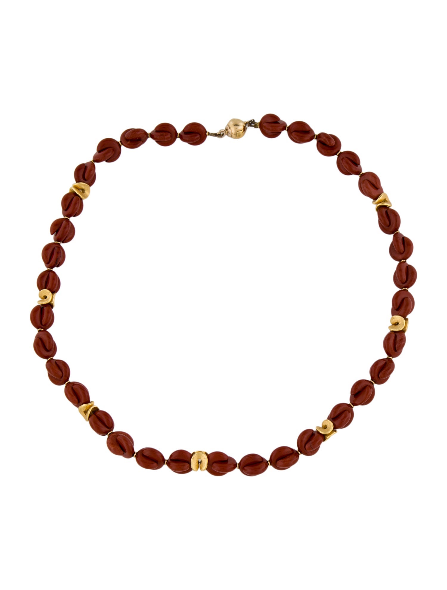 Necklace 20K Jasper Carved Bead Strand