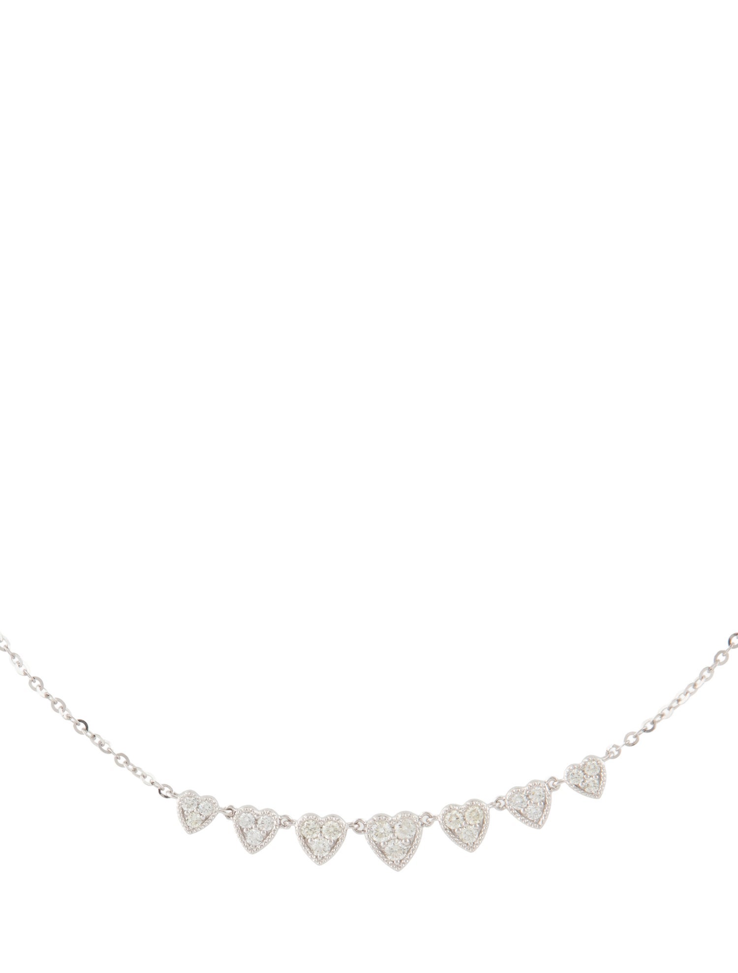 Necklace 14K Diamond Heart Station Necklace